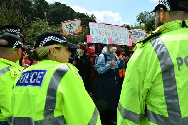 The Day of Resistance had been organised by Climate Camp Scotland. INEOS protestors.