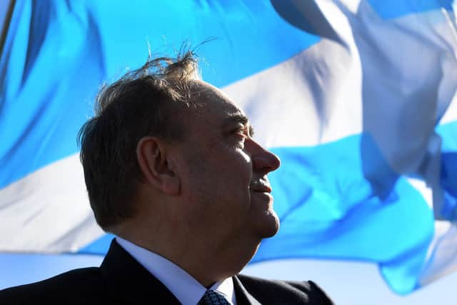 Alex Salmond pictured in April 2021at the launch of the Alba Party manifesto for the Scottish Parliament election the following month (Picture: Andy Buchanan/AFP via Getty)