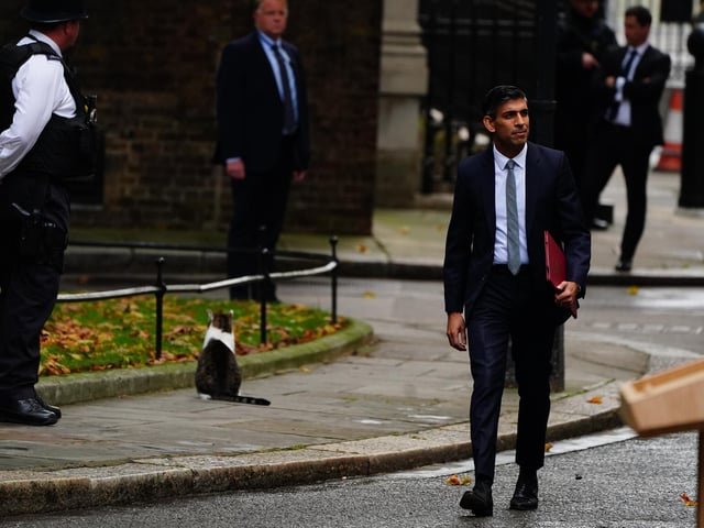 Rishi Sunak makes a speech outside 10 Downing Street, London, after meeting King Charles III and accepting his invitation to become Prime Minister and form a new government.