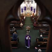Canon Paul Gargaro during a service at St Patrick's Catholic Church in Anderston, Glasgow.