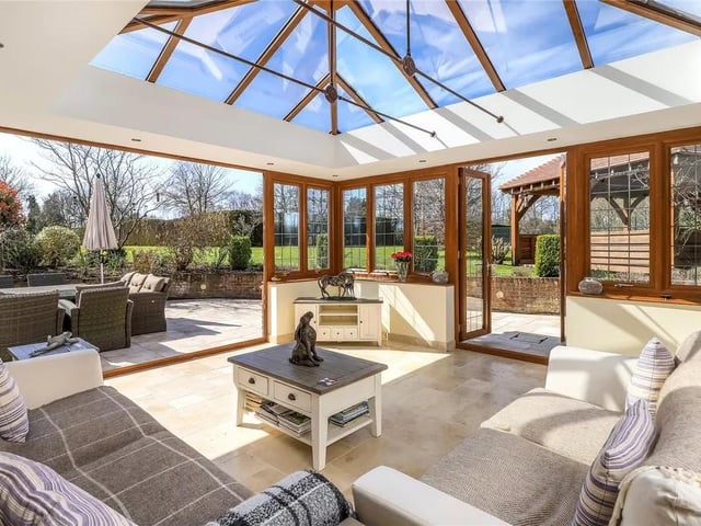 This five bed home in Hook Park Road, Warsash is on the market for £2.85m. It is listed on Zoopla by Charters