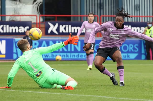 Joe Aribo scores the all-important goal for Rangers against Dundee.