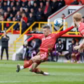 Rangers' Fashion Sakala goes close during the match against Aberdeen at Pittodrie.