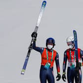 Neil Simpson celebrates Great Britain's first ever male Paralympic gold on snow with guide and brother Andrew Simpson. (Photo by Christian Petersen/Getty Images)