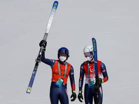 Neil Simpson celebrates Great Britain's first ever male Paralympic gold on snow with guide and brother Andrew Simpson. (Photo by Christian Petersen/Getty Images)