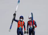 Neil Simpson celebrates Great Britain's first ever male Paralympic gold on snow with guide and brother Andrew Simpson. (Photo by Christian Petersen/Getty Images)