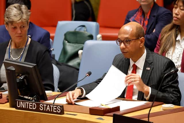 Ambassador Robert Wood speaks during a United Nations Security Council meeting. Picture: Getty Images