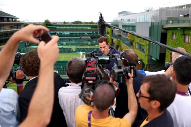 Andy Murray speaks to the press ahead of his first round match at Wimbledon against Ryan Peniston.