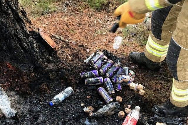 Cans and bottles found dumped at the abandoned campsite in the national park picture: supplied
