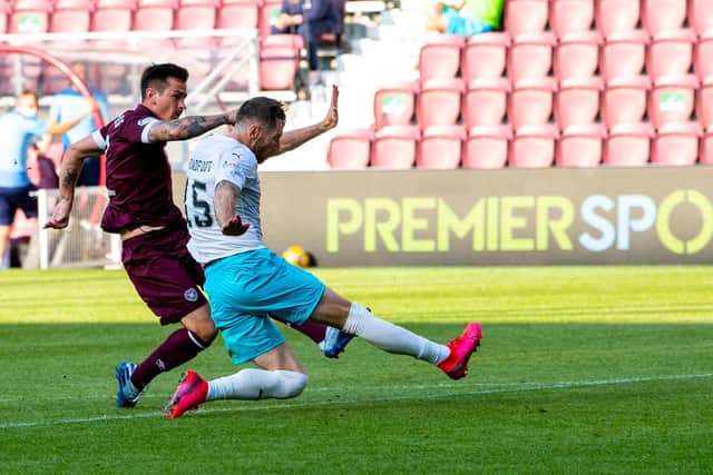 Jamie Walker scores the decisive goal against Inverness at Tynecastle.