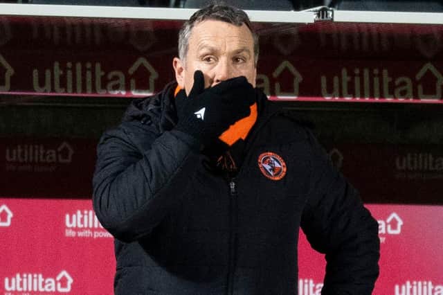 Dundee United manager Micky Mellon during the Scottish Premiership match between Dundee United and St Johnstone at Tannadice Park on January 12, 2021, in Dundee, Scotland. (Photo by Ross Parker / SNS Group)