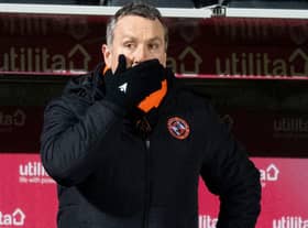 Dundee United manager Micky Mellon during the Scottish Premiership match between Dundee United and St Johnstone at Tannadice Park on January 12, 2021, in Dundee, Scotland. (Photo by Ross Parker / SNS Group)