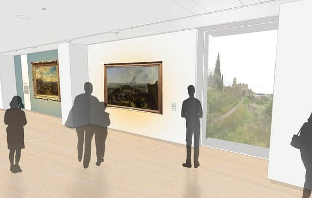 New exhibition galleries overlooking East Princes Street Gardens are being created as part of the overhaul of the Scottish National Gallery in Edinburgh.