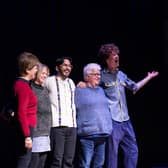 Nicola Sturgeon, Hollie McNish,  Andrés N. Ordorica, Val McDermid and Michael Pedersen at the Queen's Hall PIC: Kat Gollock