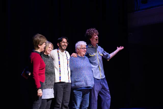 Nicola Sturgeon, Hollie McNish,  Andrés N. Ordorica, Val McDermid and Michael Pedersen at the Queen's Hall PIC: Kat Gollock