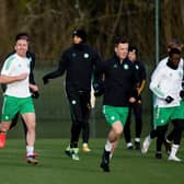 The Celtic squad train at Lennoxtown ahead of their clash with Ross County. Picture: SNS