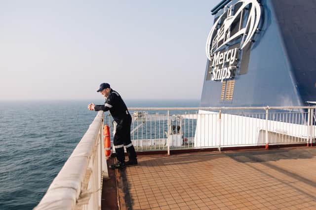 Jim Paterson on the deck of the Global Mercy.