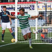 Jota celebrates making it 3-1 during the cinch Premiership match between Dundee and Celtic