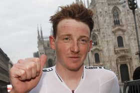 Overall race winner Team Ineos rider Great Britain's Tao Geoghegan Hart. Picture: Luca Bettini/AFP via Getty Images