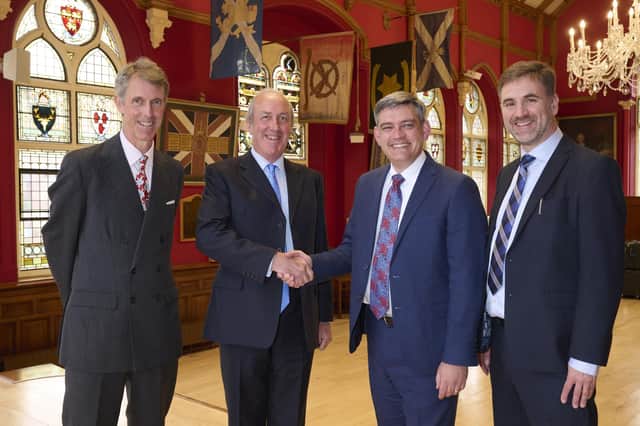 L-R, Jonathan Wotherspoon, James Wotherspoon, Angus MacLeod, Rod MacLean. Jonathan and James Wotherspoon are of Macandrew & Jenkins, while Angus Macleod and Rod MacLean represent WJM as head of the Inverness office and managing partner respectively. Picture by Ewen Weatherspoon