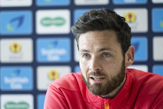Gordon speaks to the press ahead of the match against Rangers.