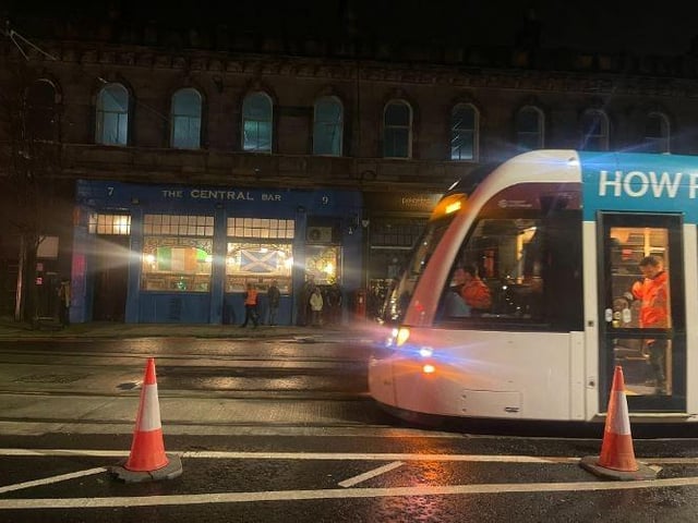 Late night testing of the Edinburgh Trams