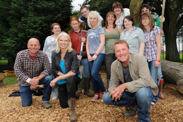 Anneka Rice and Phil Tufnell from the BBC TV show The Flowerpot Gang were pictured in 2012 during a filming break with some of the young carers at the Carers Centre in Thompson Road, Southwick.