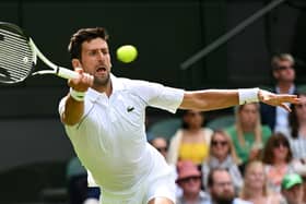 Thou shalt not pass me ... Djokovic at his elastic best.