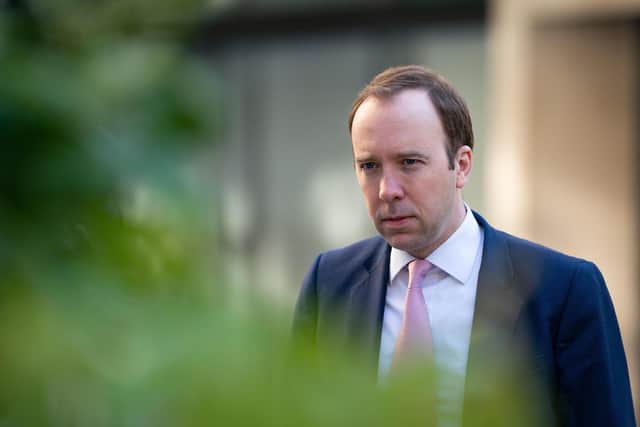 Health Secretary Matt Hancock arrives at BBC Broadcasting House in London to appear on the Andrew Marr show. PA Photo. Picture date: Sunday April 5, 2020. Aaron Chown/PA Wire