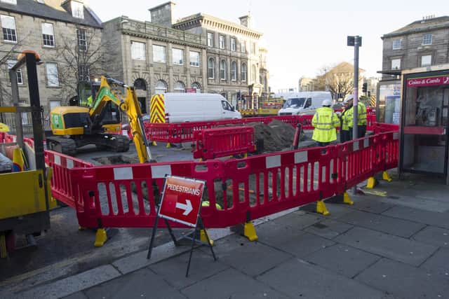 Tram works in Edinburgh's Bernard Street in November 2019 (Picture: Ian Rutherford)