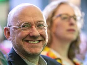 Co-leader of the Scottish Green Party Patrick Harvie at the 2023 Scottish Green Party Spring Conference at the Golden Jubilee Conference Centre in Clydebank.