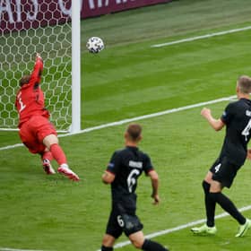 Harry Kane heads England into a 2-0 lead against Germany at Wembley.