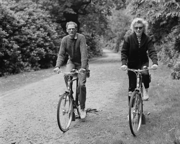 Marilyn Monroe out for a cycle ride with husband Arthur Miller in 1956 (Picture: Harold Clements/Daily Express/Hulton Archive/Getty Images)