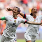 USA star Megan Rapinoe celebrates scoring in the 2019 World Cup final win over the Netherlands. (Photo by Richard Heathcote/Getty Images)