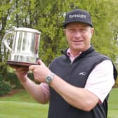 Torhins Golf Club professionals Greig Hutcheon shows off the trophy after winning The PGA Play-Offs in Ireland last Friday: Picture: The PGA