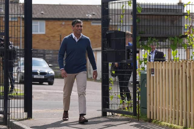 Prime Minister Rishi Sunak arrives at Imagination Childcare, in Swindon, Wiltshire, while on the General Election campaign trail on Friday. Photo: Jacob King/PA Wire