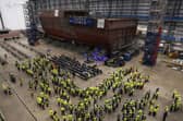 Work continues on HMS Venturer, a Royal Navy Type 31 frigate pictured in January last year, at Babcock’s Rosyth yard (Picture: Jeff J Mitchell/Getty Images)