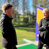 Amy Palmer, the daughter of Arnold and Winnie Palmer, chats to Russell Smith, general manaher of Golf It!, during her recent visit to The R&A's new community facility in Glasgow. Picture: Golf It!