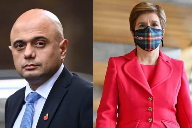 UK Health Secretary Sajid Javid said Scotland would have to pay for Covid testing ahead of Nicola Sturgeon speaking about Scotland's strategic framework in handling Covid at Parliament on Tuesday.