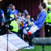 Scott Wright celebrates after scoring Rangers' second goal in their 3-1 win over Motherwell at Fir Park. (Photo by Rob Casey / SNS Group)