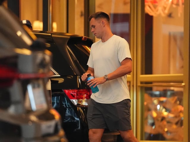 Scotland's Lawrence Shankland leaving the team hotel