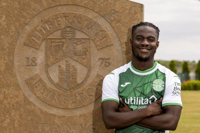 Elie Youan signs for Hibernian FC. Photo by Alan Rennie