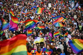 People celebrate Pride Month in Glasgow last year (Picture: Jeff J Mitchell/Getty Images)