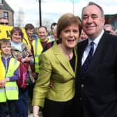 First Minister Nicola Sturgeon with her predecessor Alex Salmond while on the 2015 General Election campaign trail.