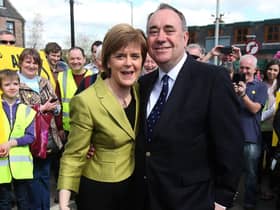 First Minister Nicola Sturgeon with her predecessor Alex Salmond while on the 2015 General Election campaign trail.