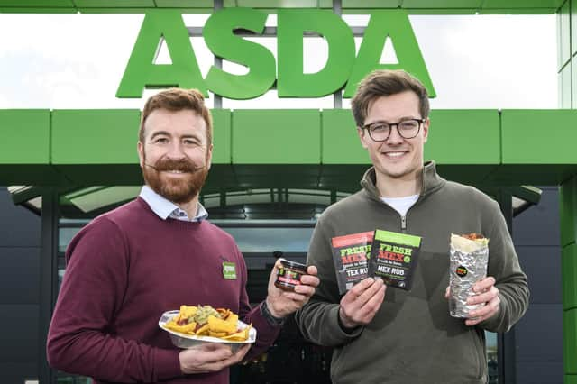 Asda Operations Manager David Nimmons with Robbie Moult founder of Fresh Mex. (Pic: Ian Georgeson)