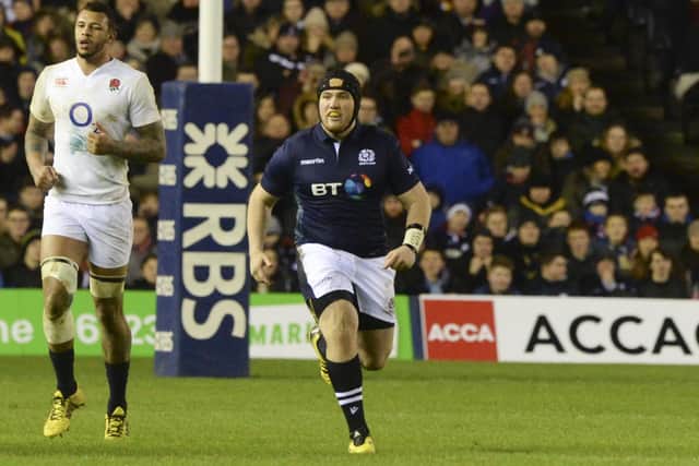 Zander Fagerson makes his debut for Scotland in the 2016 Calcutta Cup match at Murrayfield. Picture: Gary Hutchison/SNS