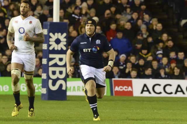 Zander Fagerson makes his debut for Scotland in the 2016 Calcutta Cup match at Murrayfield. Picture: Gary Hutchison/SNS