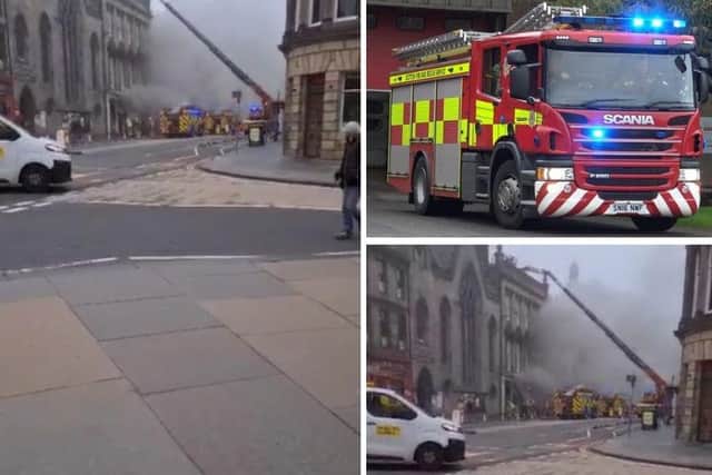 George IV Bridge fire: Emergency services attend large fire in Capital city centre . Picture credit - James Gray.