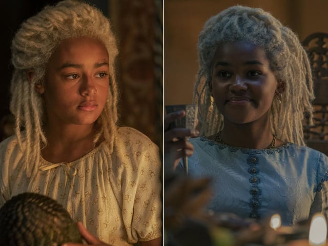 Baela and Rhaena Targaryen are the daughters of Daemon Targaryen (Matt Smith) and Laena Velaryon (Nanna Blondell). Baela, the oldest, is played by Shani Smethurst and later Bethany Anthonia, while Rhaena is played by Eva Ossei-Gerning and later Phoebe Campbell.